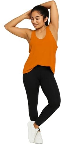 THE BLAZZE Women's Loose Fit Gym Tank - Sleeveless Activewear for Yoga & Jogging 1005 NB69 Orange 4XL 3