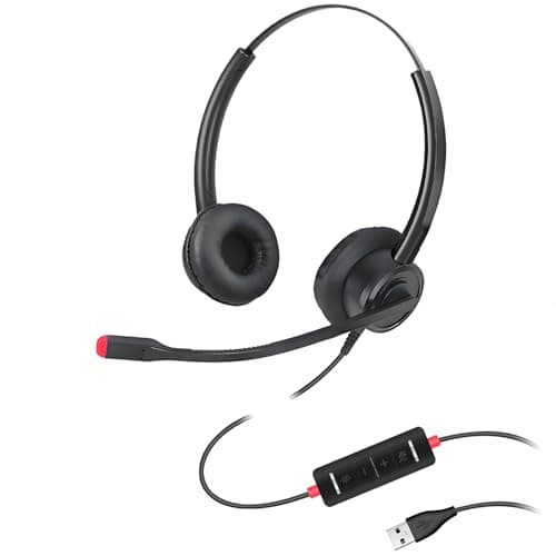 Xintronics USB Headphones with Microphone, USB Headset with ENC Dual Noise Cancelling Mic, On-Ear Wired Headphones for Computer PC Laptop Mac Work from Home Teams Zoom