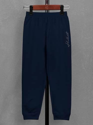 HELLCAT Boys Track Pants Casual & Active Wear | Regular Fit Mid Rise Tapered Joggers with Ribbed Cuffs, Solid Pattern | Cotton Blend Knit, Elastic Waist Dark Grey 4