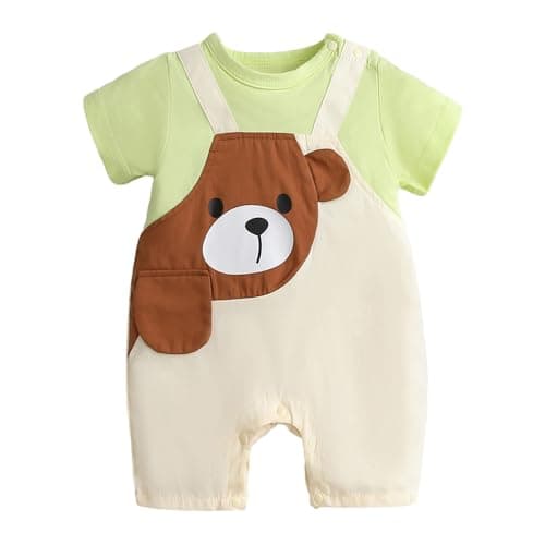 Hopscotch Baby Unisex Animal Print Short Sleeves Cream Rompers For Ages (9-12 Months)