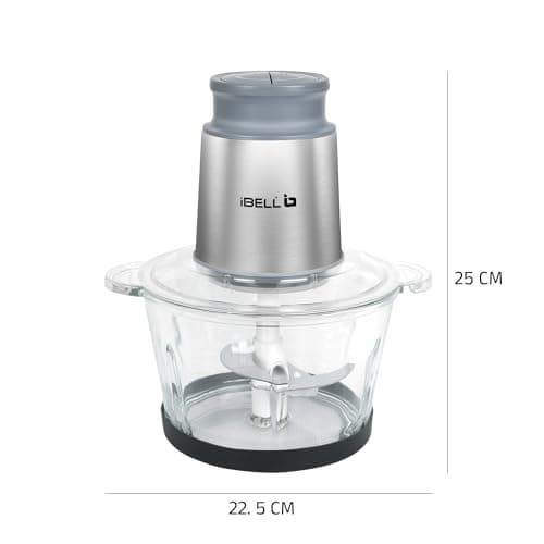 IBELL MT200GM Electric Chopper, 2-Yr Warranty, 2 Litre Glass Bowl, 700W, Multi Purpose for Cutting Slicing Meat, Vegetables, Nuts & Fruits (Silver) 5