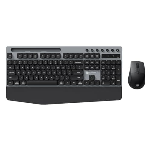 Portronics Key10 Combo Wireless Keyboard and Mouse Set with Wrist Rest, Multimedia Hotkeys, USB Receiver, Adjustable DPI, AI Assistance, Long Key Life & Click Life for PC & Laptop (Grey)