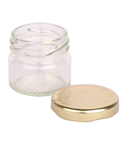 Pure Source India Round Mini Glass Jar Container, Multipurpose Mini Jars With Airtight Metal Cap - 20 Gram, 5 Pieces, Clear 5
