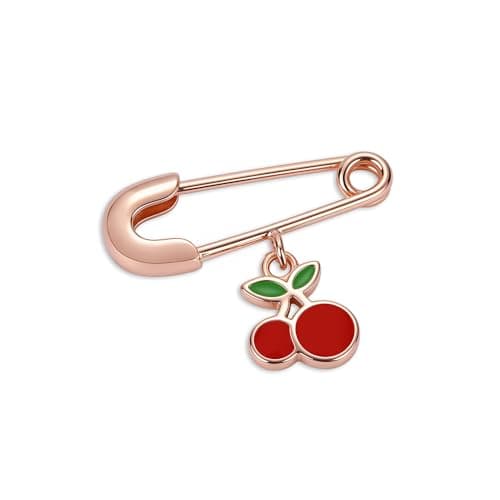 TOUCH925 Fine 925 Silver Rose Gold Cherry Charm Jewellery | Silver Safety Pin Nazariya for Kids | Red Enamel Cherry Charm |Nazar Suraksha Pin | Gift for Kids Boys Girls | With Certificate of Authentic 4
