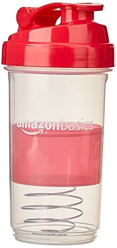 amazon basics Sports Shaker Bottle with Storage Compartment and Blender Ball 4