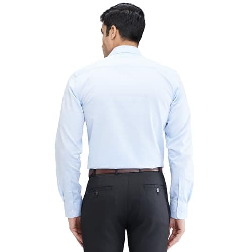 Park Avenue Men's Slim Fit Structure Pattern Pure Cotton Semi Cutaway Collar Full Sleeve Formal Shirt (Size: 39)-PMSX18298-B4 Medium Blue 4