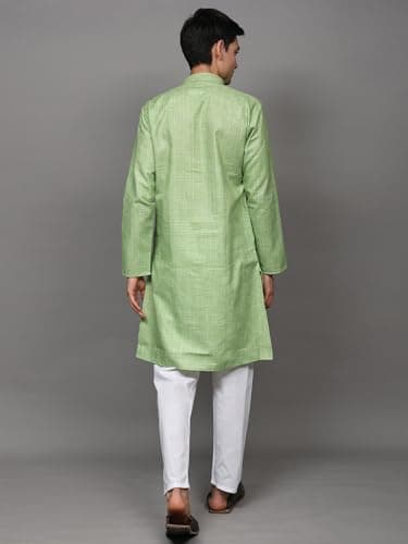 Exotic India Men's Cotton Kurta Pajama Set with Stripe Weave Pattern | Ethnic Comfortable Casual Kurta Pajama Combo Set Gift 4