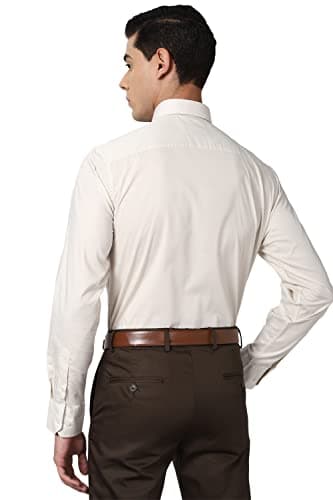 Peter England Men's Regular Shirt (PESFONUBR15296_Beige 42) 3