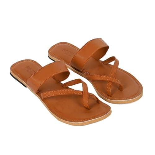 RYAG Women Girls Kolhapuri Handmade Lightweight Ethnic Casual Slipper, Chappal UK-7 Brown