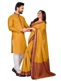 Couple Combo Set Saree and Kurta | Matching Combo for Couples | (Sree in free size)