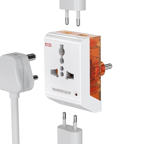 GM 6AMP 2-Pin Multi Plug Adapter | Universal Travel Adapter | Supports 2-Pin & 3-Pin Plugs | Multiple Charging Ports | Charge Smartphones, Laptops & Other Devices | Compact & Reliable | GM 3011
