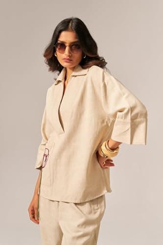 Asmeriyo Women Embroidery Co Ord Set | Women 2 Pic Kurta Set I Fancy Kurta Set | Stylish Kurti Outfit | Co-Ordination Wear | Festive and Casual wear (220-A-CREAM-S) 3