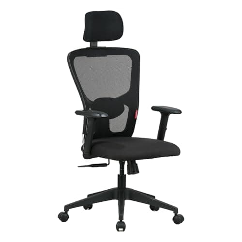 Featherlite ''Astro'' Mesh Home & Office Ergonomic Chair with, Adjustable Lumbar Support, Adjustable Armrest & DIY (High Back, Black) 3