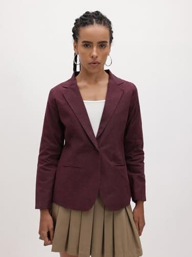 Cottinfab Maroon Solid Single-Breasted Formal Blazer 3