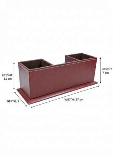 Desk Organizer with Pen Holder & Mobile Stand | Compact Stylish Table Organizer for Office, Home, Study Desk & Stationery (Brown) 3