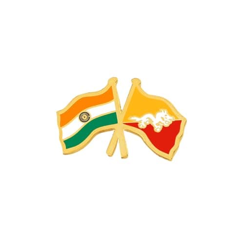 India & Bhutan Twin Flag Brass Lapel Pin | Premium Enamel Brooch for Men & Women | National Friendship Badge | Suit, Blazer & Jacket Accessory | Patriotic Gift, Flag Pin for Events & Functions