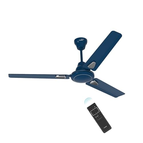 V Guard Windle Deco BLDC Ceiling Fan 1200 mm | 5 Star BEE Rated | 34W Energy-Saving BLDC Motor | Remote Control with 4 Wind Modes & Timer | High Air Delivery | 2 Year Warranty | Admiral Blue