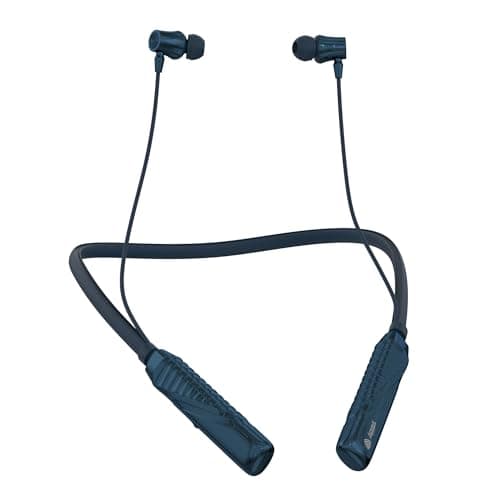 AROMA NB124 Blynk Wireless Neckband Bluetooth Earphones with up to 100H Playtime | ENC | Voice Changer | Fast Charging | Metallic Blue
