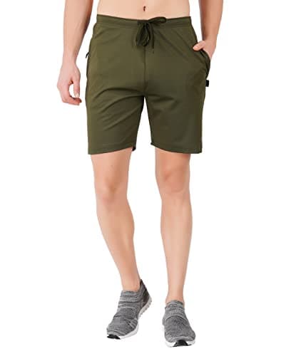 VEGO 4 Way Lycra Dry fit Shorts for Men, Four Way Lycra Half Pant for Men Olive Green