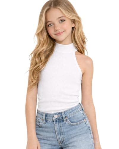 Ninas Baby Girls Solid Cotton Blend Dress Style T Shirt Top (9-10 Years, White)