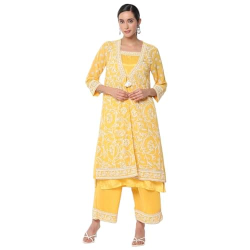 Rangriti Women Mustard Polyester Palazzos_XL 4
