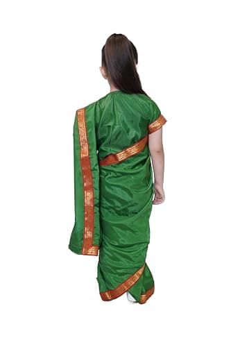 Kaku Fancy Dresses Indian Ethnic Wear Pre-Stiched Saree With Blouse -Green, 5-6 Years, For Girls 3