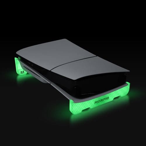 Morpiq HiveLift Horizontal Stand, Compatible with PS5 Slim Disc Edition - Neon Green Glow Honeycomb Design | Anti-Slip Base with Cooling Airflow | 3D Printed in India