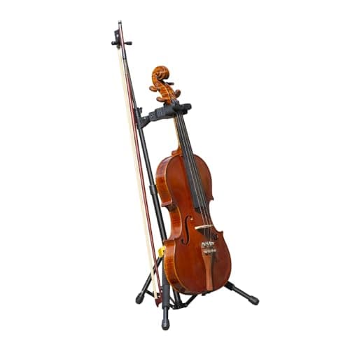 Foiltech Violin Stand with Bow Holder Height Adjustable with Automatic Locking Hook & Soft Pad Material 3