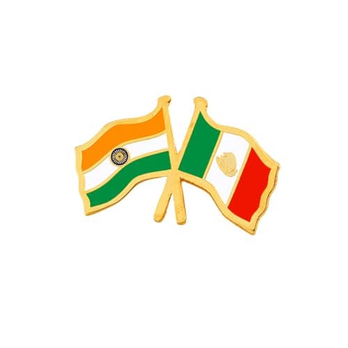 India & Mexico Twin Flag Brass Lapel Pin | Premium Enamel Brooch for Men & Women | National Friendship Badge | Suit, Blazer & Jacket Accessory | Patriotic Gift, Flag Pin for Events & Functions