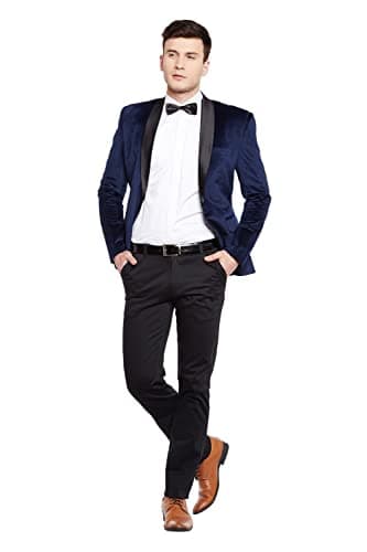 Wintage Men's Regular Fit Tuxedo Formal Blazer (Tuxvelvet201Color6S40_Navy Blue_40) 4