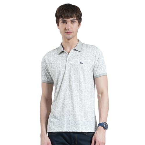 Monte Carlo Men's Regular Fit Printed Polo T-Shirt | Half Sleeve | Collared Neck | Casual Wear T Shirt for Men's Grey XL (Pack of 1)