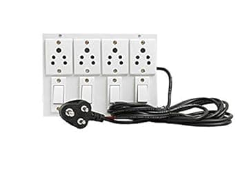 Plastic Extension Board Multi Outlet Electrical Switch Board with 4 Sockets(5A) and 4 Switches(5A) Long Wire Power Strip (Only Board)