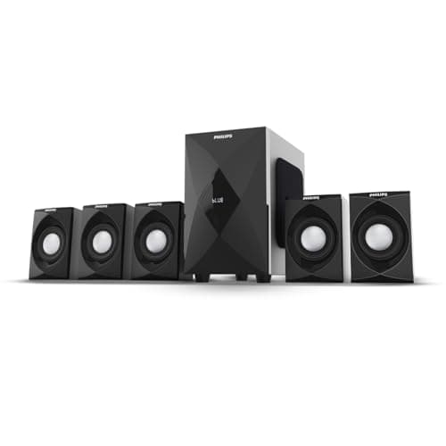 Philips MMS5634/94 5.1 Bluetooth Speaker System for Home, 100W Multimedia Speakers with Powerful woofer, Wireless Audio Streaming, Surround Sound Speakers for TV, Laptop with Remote Control (Black)