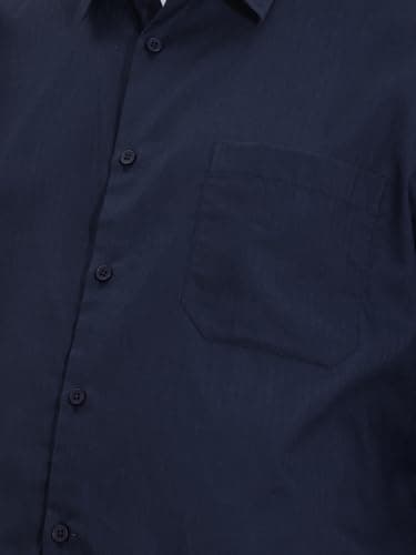 Thomas Scott Men's Premium Plus Size Regular Fit Textured Formal Shirt | 100% Cotton | Long Sleeves | Spread Collar (TS1925PS_Navy_6XL) 5