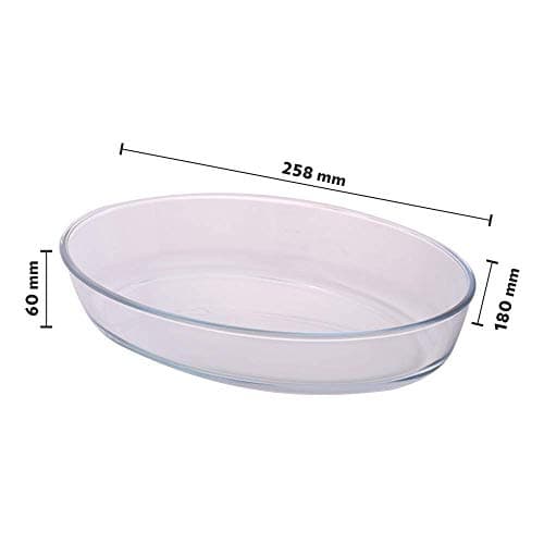 Borosil Baking & Serving Oval Shape Dish | Borosilicate Glass Bakeware and Serveware Tray | Microwave, Oven & Dishwasher Safe Bowl | Transparent Container (1.6L) 2