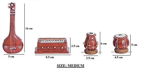Agarwal Craft Palace Terracotta Clay Miniature Musical Instrument Set, Handmade Showpiece, Miniature Tabla, Sitar, Dholak, Harmonium, Home Decorative Set (Medium) 3