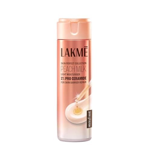 LAKME Peach Milk Pro Ceramide Moisturizer, 120ml, for Smooth and Hydrated Skin, with Vitamin E & Skin Conditioner, 24hr Moisture Lock, for Dry, Normal & Sensitive Skin