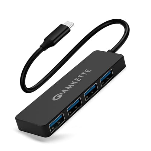 Amkette Type-C 4 Port True USB 3.0 Hub for Laptop, MacBook, chromebooks, Tablets & Smartphones (Black)