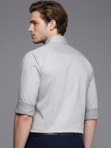 Raymond Men Slim Fit Structure Pattern Pure Cotton Semicutaway Collar Full Sleeve Formal Shirt Medium Grey 3