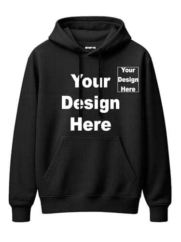 Amazon Brand - Anarva Unisex Customised Hoodie | Personalised Photo Logo Text Print Pullover | Premium Cotton Fleece Sweatshirt with Kangaroo Pocket | Winter Wear for Men & Women Black, L