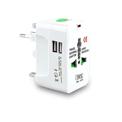 MX Universal Travel Adapter with USB Port All in one International Travel Adapter 150 Countries with LED Universal Socket Compatible in UK Europe USA China Japan & Thailand International Adapter