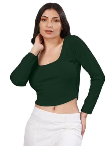 Plus Size Womens Tshirts Tops Full Sleeve Crop Tops Slim Fit Gym Workout Top