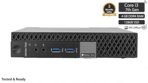 Mini Desktop PC | Core i3 7th Gen | 4 GB RAM | 128GB SSD | Windows 10 Pro | MS Office | Tested & Ready | 5G WiFi II Charger Included II 3 Months Seller Warranty (128, GB, 4, GB) 2