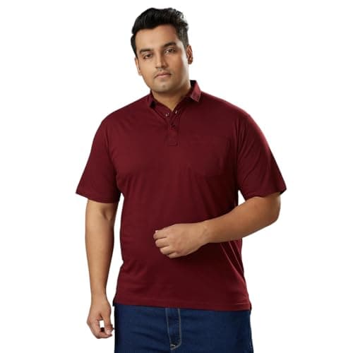 VAISHVIK Mens Plus-Size Polo Tee with Pocket Dark Red 6XL 54 Healthy Obese Hefty Bulky People