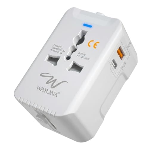 Wayona Universal Travel Adapter 2026 Model Dual 3.1A Fast Charging USB Ports, All-in-One International Wall Charger with Surge Protection for 200+ Countries