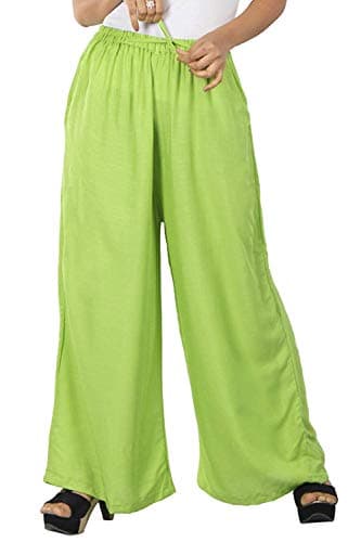PINOVO Women's Premium Rayon Straight Palazzo (Parrot Green) 2