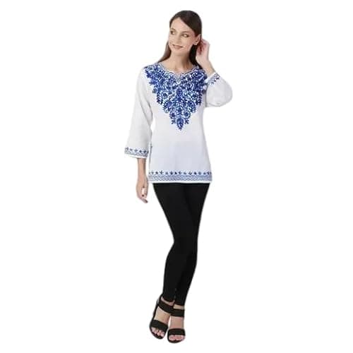 Short Flared White Chikankari Kurti for Women – Handcrafted Lucknowi Style