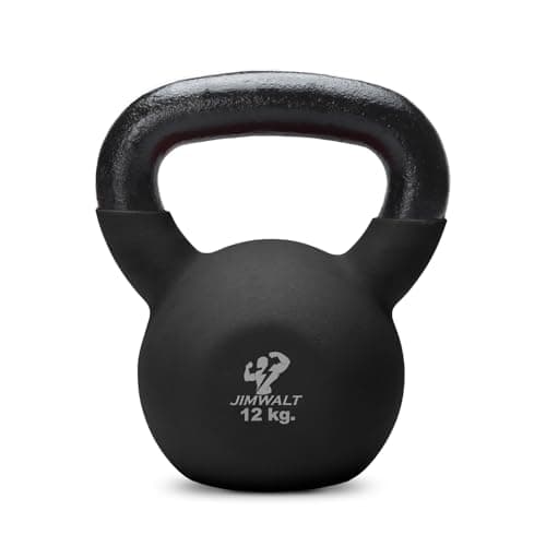 Jimwalt Jimwalt Premium Black Series Neoprene Coated Solid Kettlebell - Non Slip Grip| Reach Compliant| From the House of Healthycliq| Sedex Certified| Strength Training Weight for Home Gym 12 KG (26.