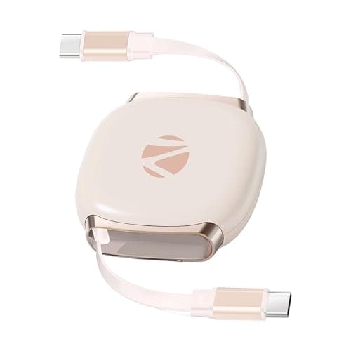 ZEBRONICS 100W PD Type-C Retractable 1 Meter Cable, Super Fast Charging, 480Mbps Data Sync, 5A Output, for iPhone 15 and Above, MacBook, iPad and Samsung Galaxy Series (Wattz 100RCC1, Black) (Gold)