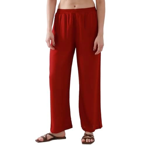 Biba Women Maroon Straight Palazzos_4XL